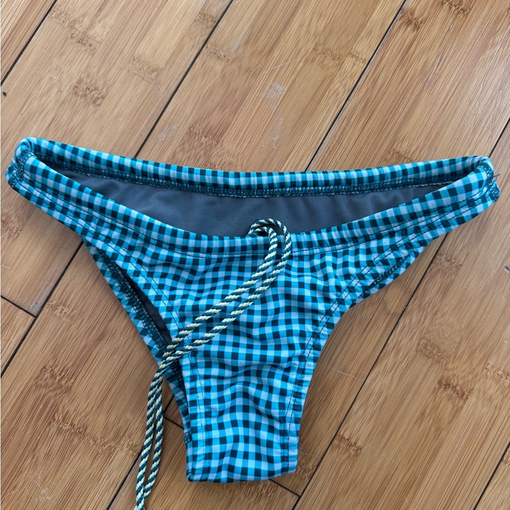 Jolyn Blue Checkered Women's Swim Bottom